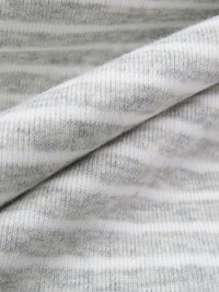 Heathered Cloud Gray/White 100% Cotton Horizontal Stripe Interlock Knit 64W