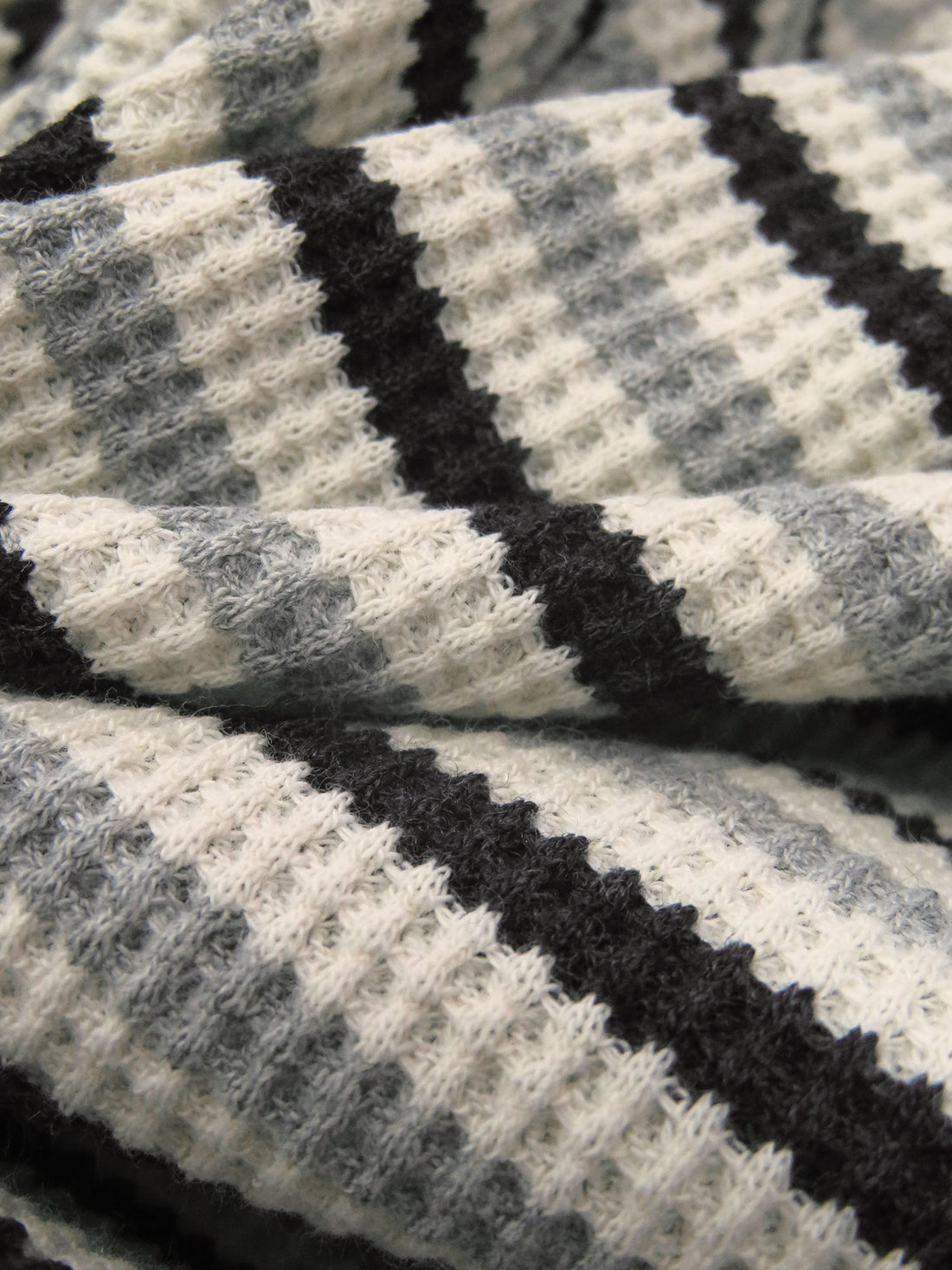 Charcoal/Bone/Light Steel Gray 100% Cotton Thermal Knit 63W