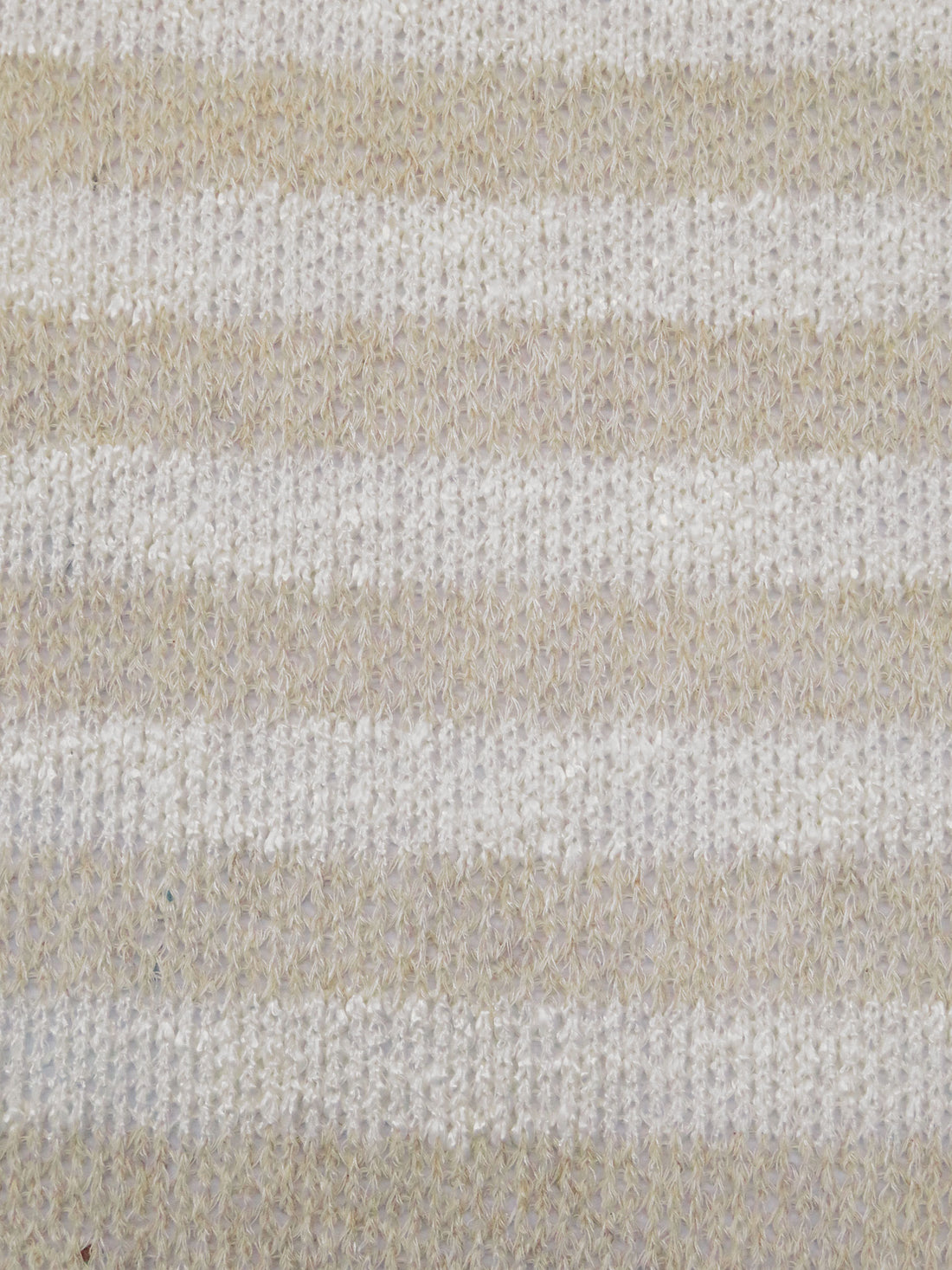 White/Pale Sand 100% Cotton Horizontal Stripe Weave Sweater Knit 54W