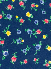 Dark Imperial Blue/Yellow/Fiery Rose 100% Cotton Floral Print Jersey Knit 62W