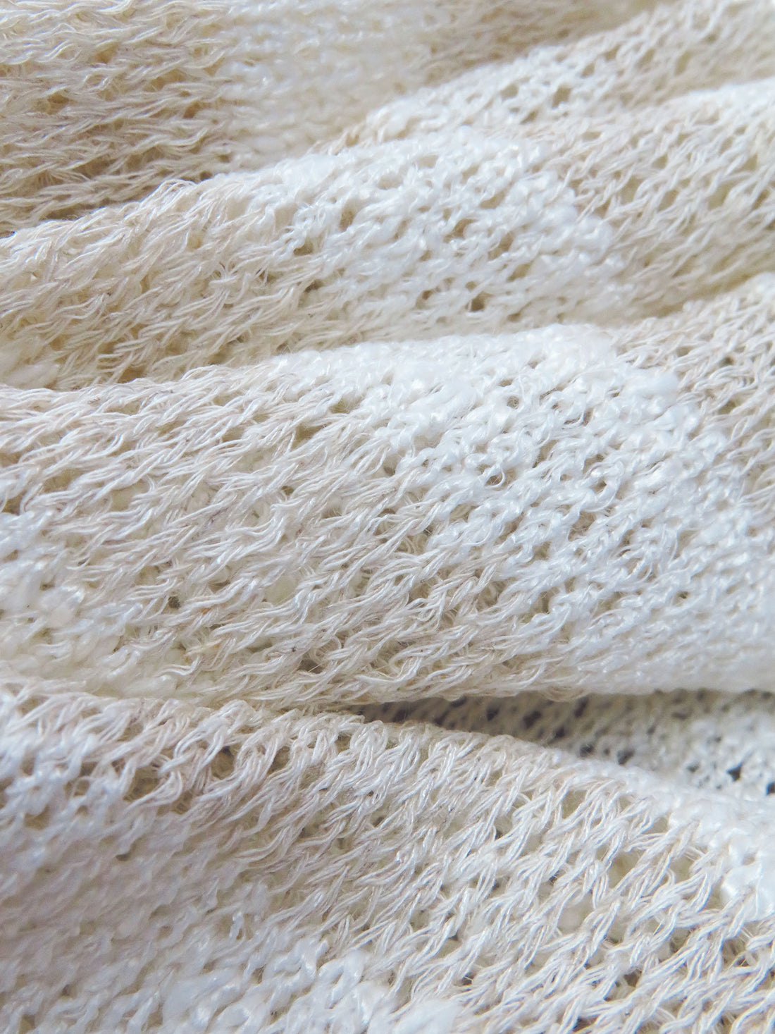 White/Pale Sand 100% Cotton Horizontal Stripe Weave Sweater Knit 54W