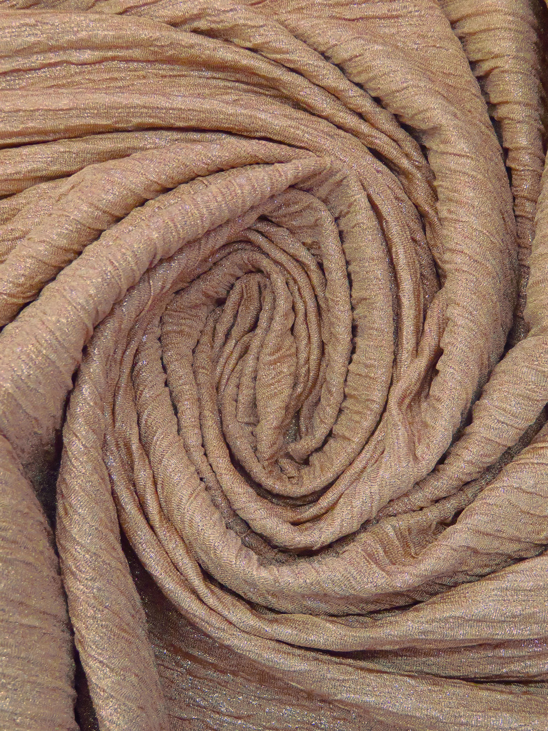 Pale Taupe/Rose Gold Polyester/Lycra Puckered Horizontal Stripe Weave Double Knit 59W