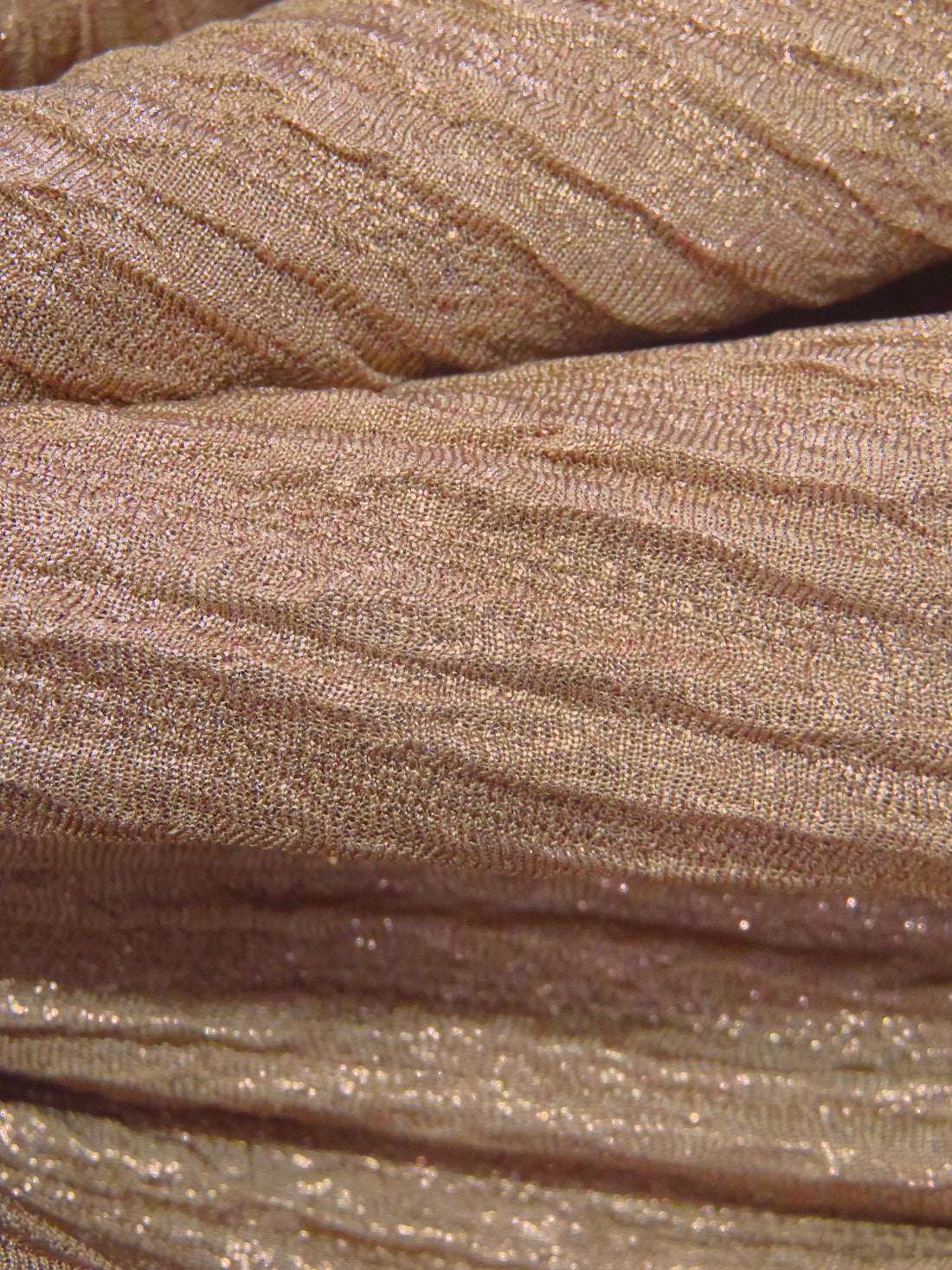 Pale Taupe/Rose Gold Polyester/Lycra Puckered Horizontal Stripe Weave Double Knit 59W