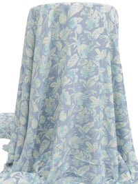 Dusty Cornflower/Light Blue/Off-White/Multi Polyester/Lycra Leaves Print Linen-Look Blouse Weight Woven 58W