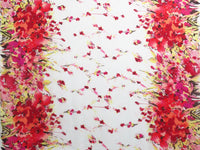 White/Wine Red/Straw/Multi 100% Polyester Floral Double Border Print Chiffon - Famous Dress Designer - 56W