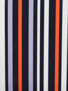 SOLD AS IS ONLY - White/Navy/Periwinkle/Safety Orange Polyester/Lycra Vertical Stripe Print Liverpool Double Knit 56W