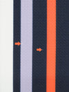 SOLD AS IS ONLY - White/Navy/Periwinkle/Safety Orange Polyester/Lycra Vertical Stripe Print Liverpool Double Knit 56W