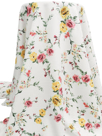 White/Marigold/Dark Green/Multi Polyester/Lycra Floral Print Linen-Look Blouse Weight Woven 58W