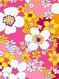 Raspberry Pink/Tangerine/White/Multi Organic Cotton/Lycra Floral Print Jersey Knit - NY Designer - 60W