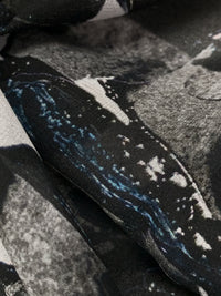 Black/Stone/Dark Blue/Off-White Silk/Lycra Abstract Print Stretch Chiffon - Imported From Italy - 53W