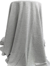 Middle Gray/White 100% Polyester Horizontal Stripe & Dot Weave Double-Faced Knit 62W