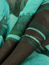 Pale Aqua/Midnight Espresso/Deep Moss Silk/Lycra Large Painterly Abstract Print Stretch Chiffon - Imported From Italy - 53W