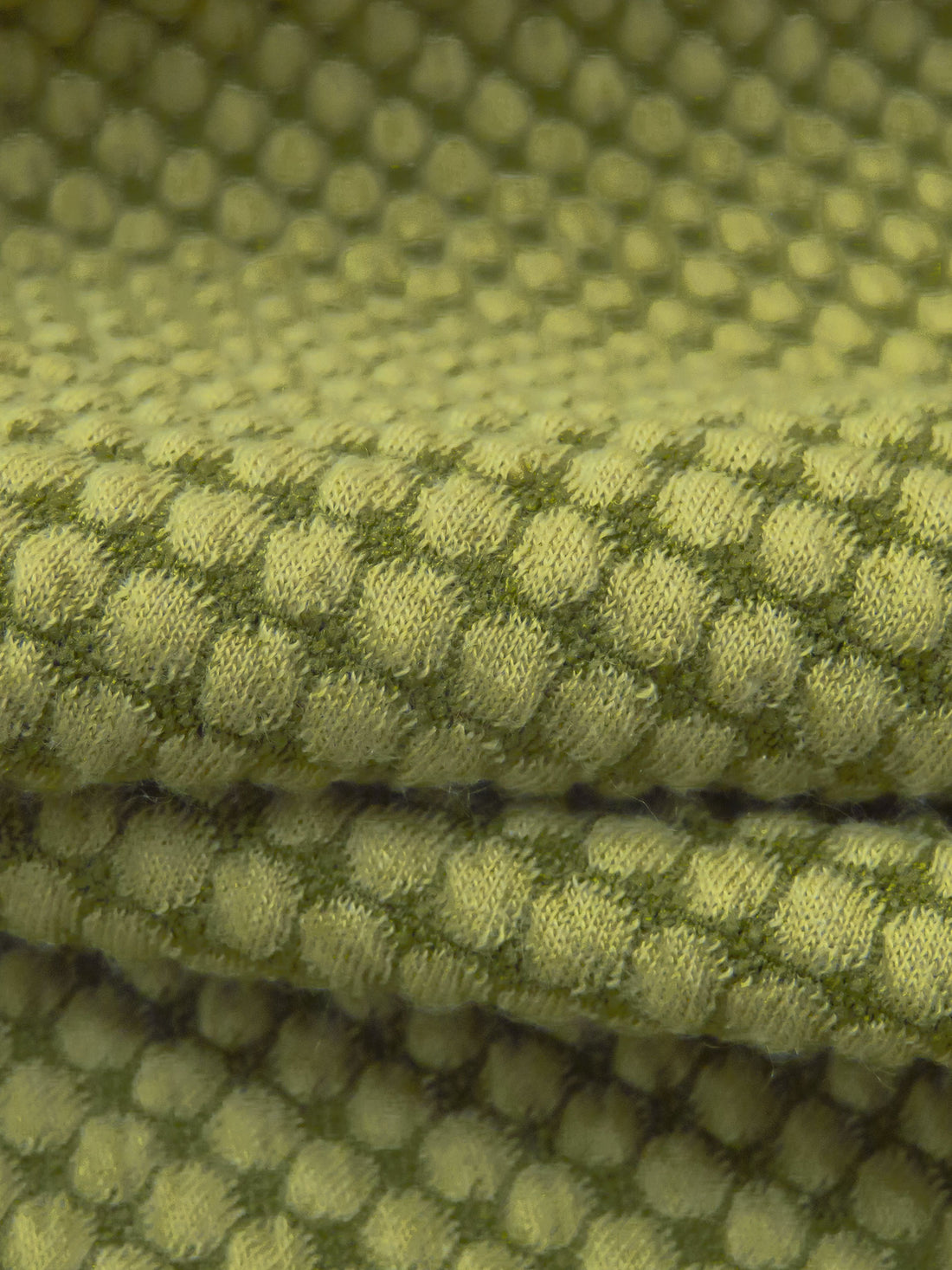 Pomelo/Army Green 100% Nylon Puckered Grid Knit - Polartec - 59W