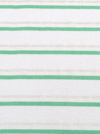 White/Spring Green/Silver Rayon/Metallic Horizontal Stripe Voile 56W