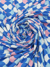 Cobalt/White/Bubblegum Pink/Baby Blue Polyester/Lycra Retro Fan Print Double Brushed Knit 58W