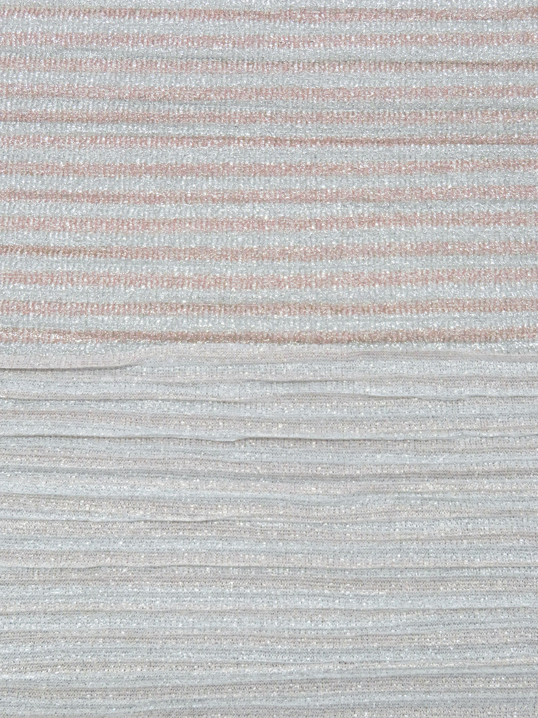 White/Silver/Dusty Rose Polyester/Metallic Horizontal Stripe Weave Pleated Knit - Black Halo - 60W