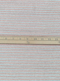 White/Silver/Dusty Rose Polyester/Metallic Horizontal Stripe Weave Pleated Knit - Black Halo - 60W