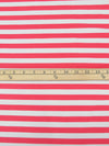 Fiery Rose/White Cotton/Lycra Horizontal Stripe Print Jersey Knit 58W