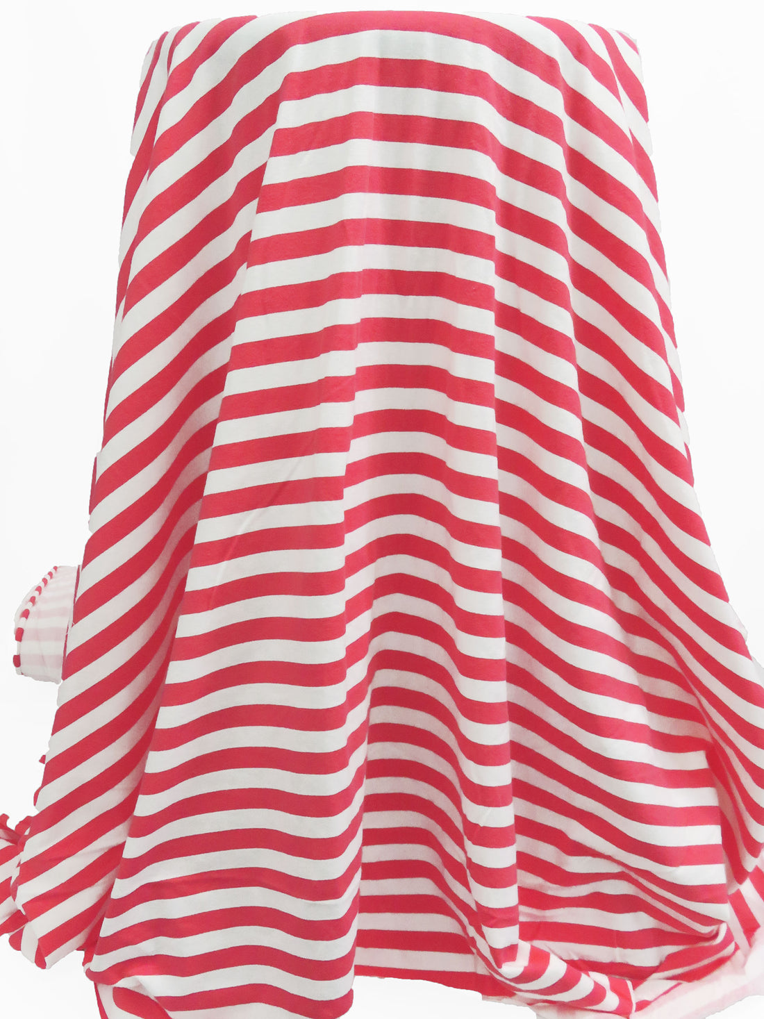 Fiery Rose/White Cotton/Lycra Horizontal Stripe Print Jersey Knit 58W