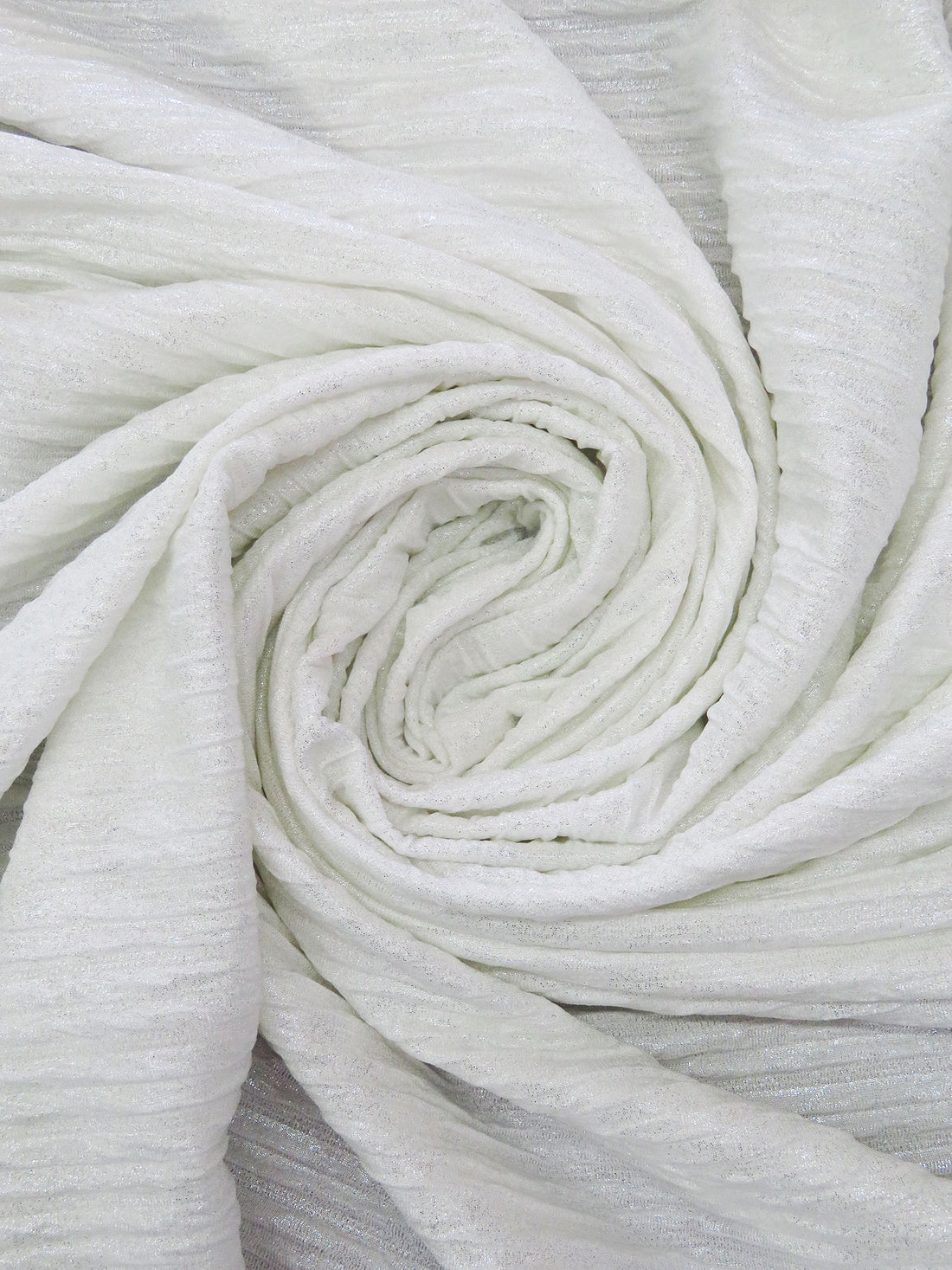 Warm White/Silver Polyester/Lycra Puckered Horizontal Stripe Weave Double Knit 60W