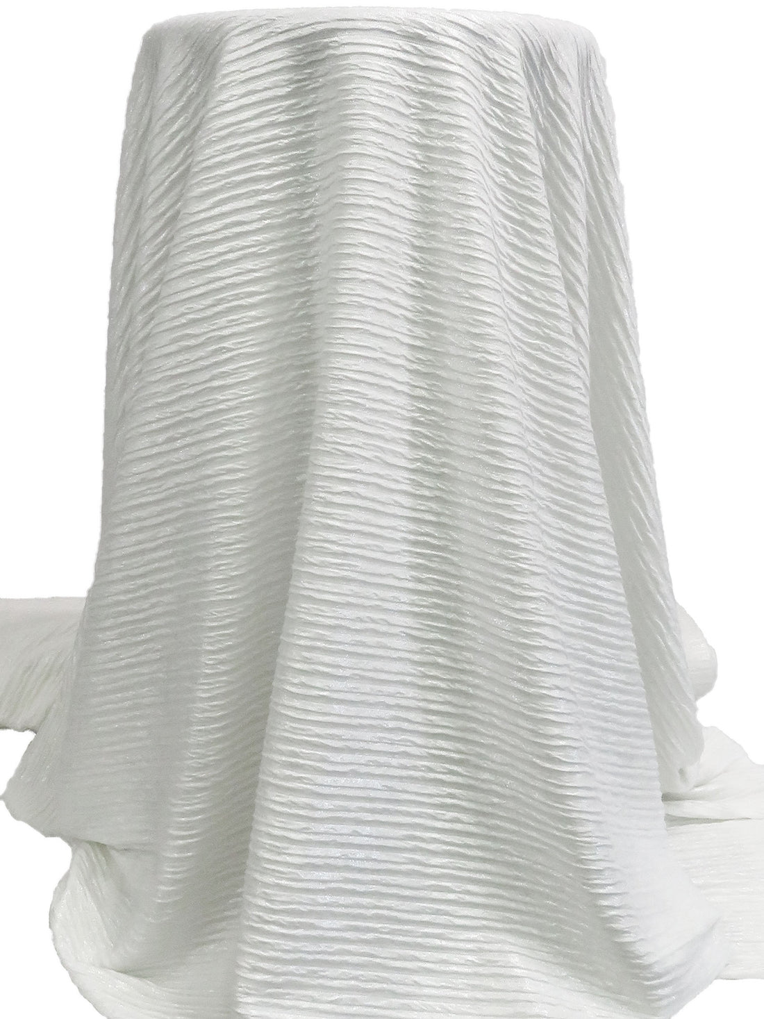 Warm White/Silver Polyester/Lycra Puckered Horizontal Stripe Weave Double Knit 60W