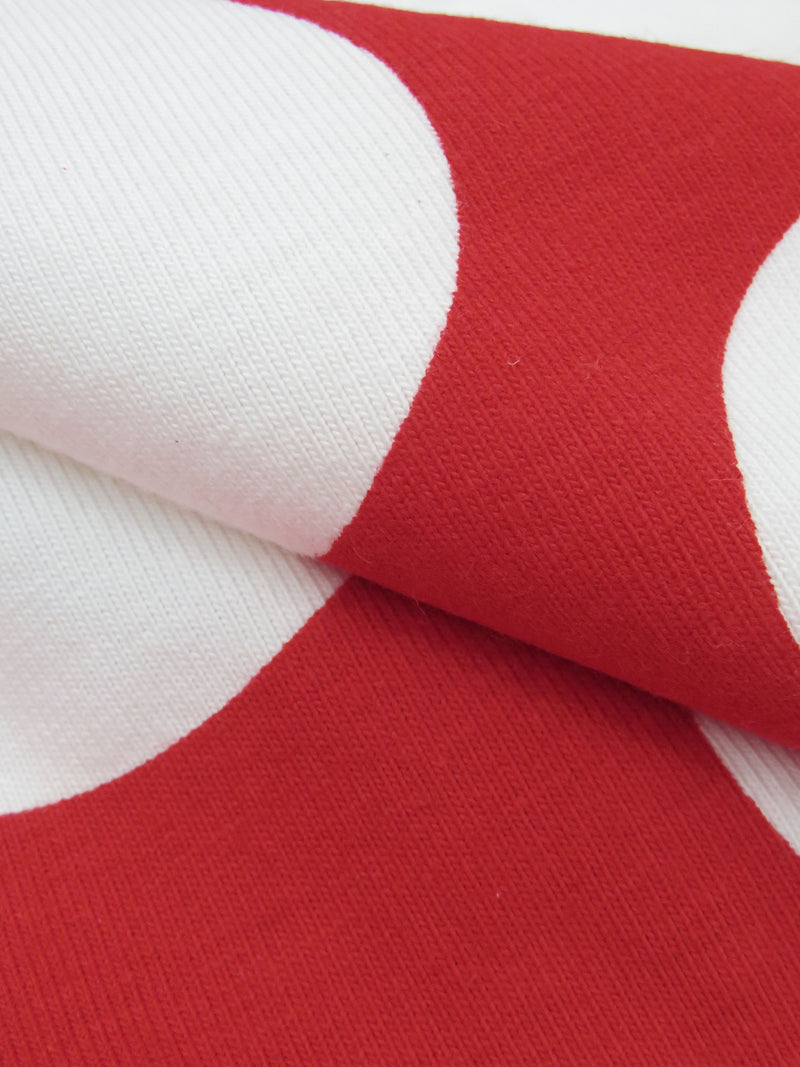 Cardinal Red/White 100% Cotton Large Polka Dot Print Jersey Knit 62W