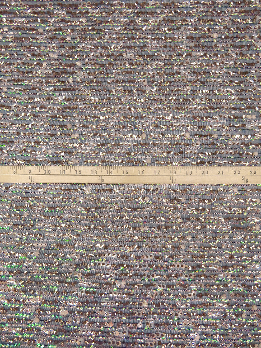 Black/Kelly Green/Rose Gold/Multi 100% Nylon Horizontal Stripe Sequins On Netting - Corey Lynn Calter - 52W