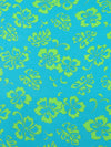 Caribbean Blue/Inchworm Green Cotton/Polyester Tropical Floral Print Interlock Knit 62W