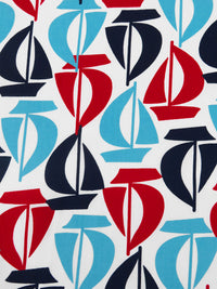 White/Midnight Navy/Spartan Crimson/Multi Cotton/Polyester Sailboat Print Poplin Shirting 54W