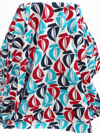 White/Midnight Navy/Spartan Crimson/Multi Cotton/Polyester Sailboat Print Poplin Shirting 54W