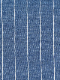 Sapphire Blue/White 100% Polyester Vertical Pinstripe Chambray-Look Blouse Weight Woven 58W