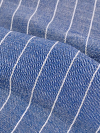 Sapphire Blue/White 100% Polyester Vertical Pinstripe Chambray-Look Blouse Weight Woven 58W