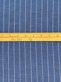 Sapphire Blue/White 100% Polyester Vertical Pinstripe Chambray-Look Blouse Weight Woven 58W