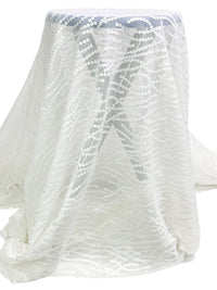 White 100% Nylon Horizontal Wavy Sequins On Netting 51W