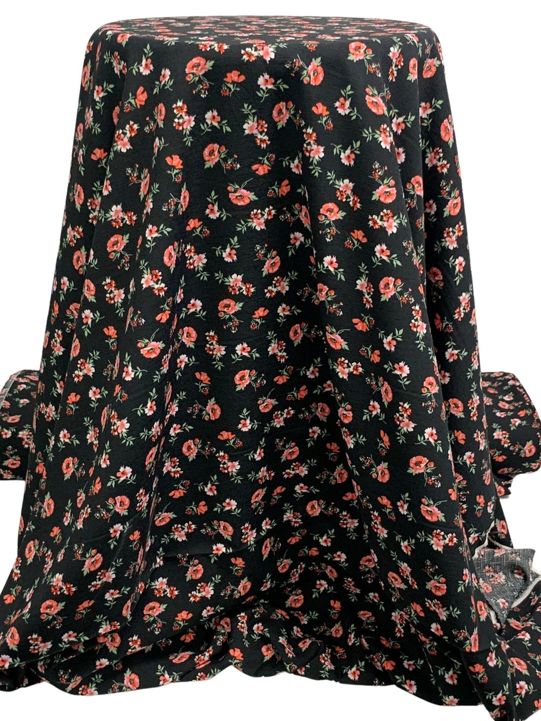 Black/Cantaloupe/White/Multi Polyester/Lycra Floral Print Linen-Look Blouse Weight Woven 57W