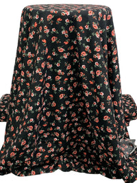 Black/Cantaloupe/White/Multi Polyester/Lycra Floral Print Linen-Look Blouse Weight Woven 57W