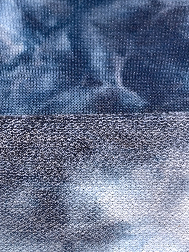 Dark Navy/Light Steel Blue/Multi Polyester/Lycra Tie-Dye French Terry Knit 59W