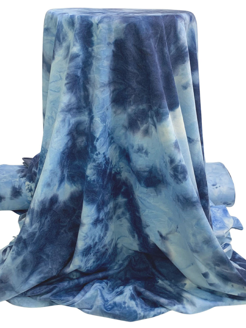 Dark Navy/Light Steel Blue/Multi Polyester/Lycra Tie-Dye French Terry Knit 59W