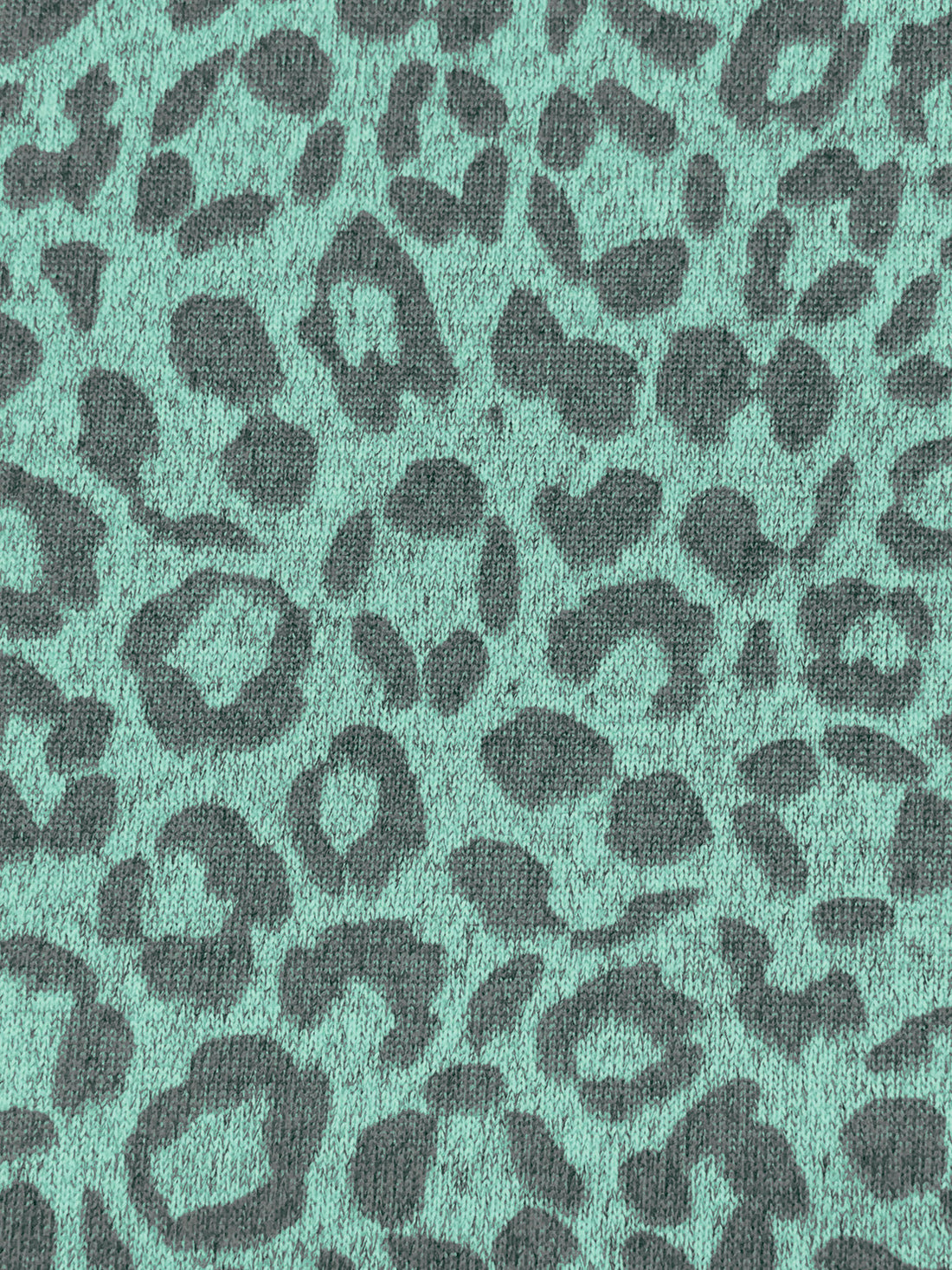 Soft Mint/Dim Gray Polyester/Lycra Heathered Animal Print Brushed Hacci Sweater Knit 61W