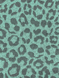 Soft Mint/Dim Gray Polyester/Lycra Heathered Animal Print Brushed Hacci Sweater Knit 61W