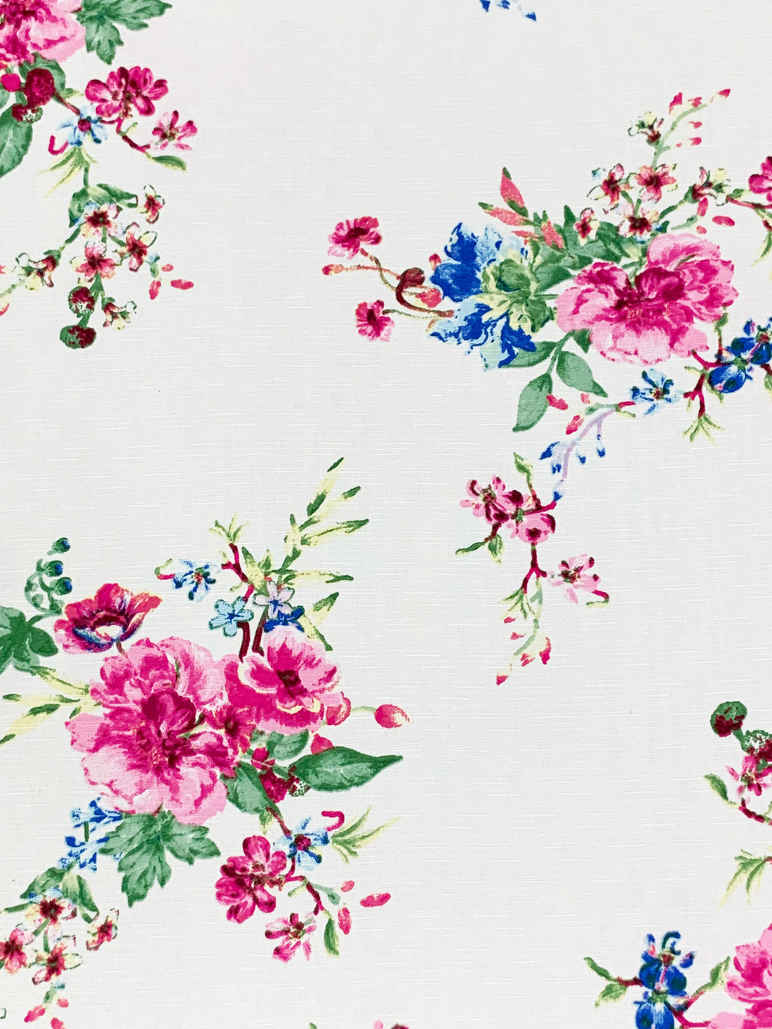 White/Cobalt/Cerise/Multi Polyester/Lycra Floral Print Linen-Look Blouse Weight Woven 57W