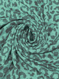 Soft Mint/Dim Gray Polyester/Lycra Heathered Animal Print Brushed Hacci Sweater Knit 61W