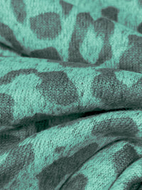 Soft Mint/Dim Gray Polyester/Lycra Heathered Animal Print Brushed Hacci Sweater Knit 61W