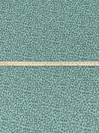 Soft Mint/Dim Gray Polyester/Lycra Heathered Animal Print Brushed Hacci Sweater Knit 61W