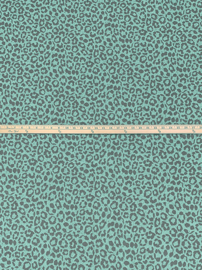 Soft Mint/Dim Gray Polyester/Lycra Heathered Animal Print Brushed Hacci Sweater Knit 61W