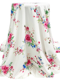 White/Cobalt/Cerise/Multi Polyester/Lycra Floral Print Linen-Look Blouse Weight Woven 57W