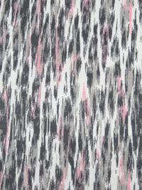 Pewter Cast/Iron Ore/Light Rose/White Rayon/Lycra Abstract Streak Print Jersey Knit - NY Designer - 62W