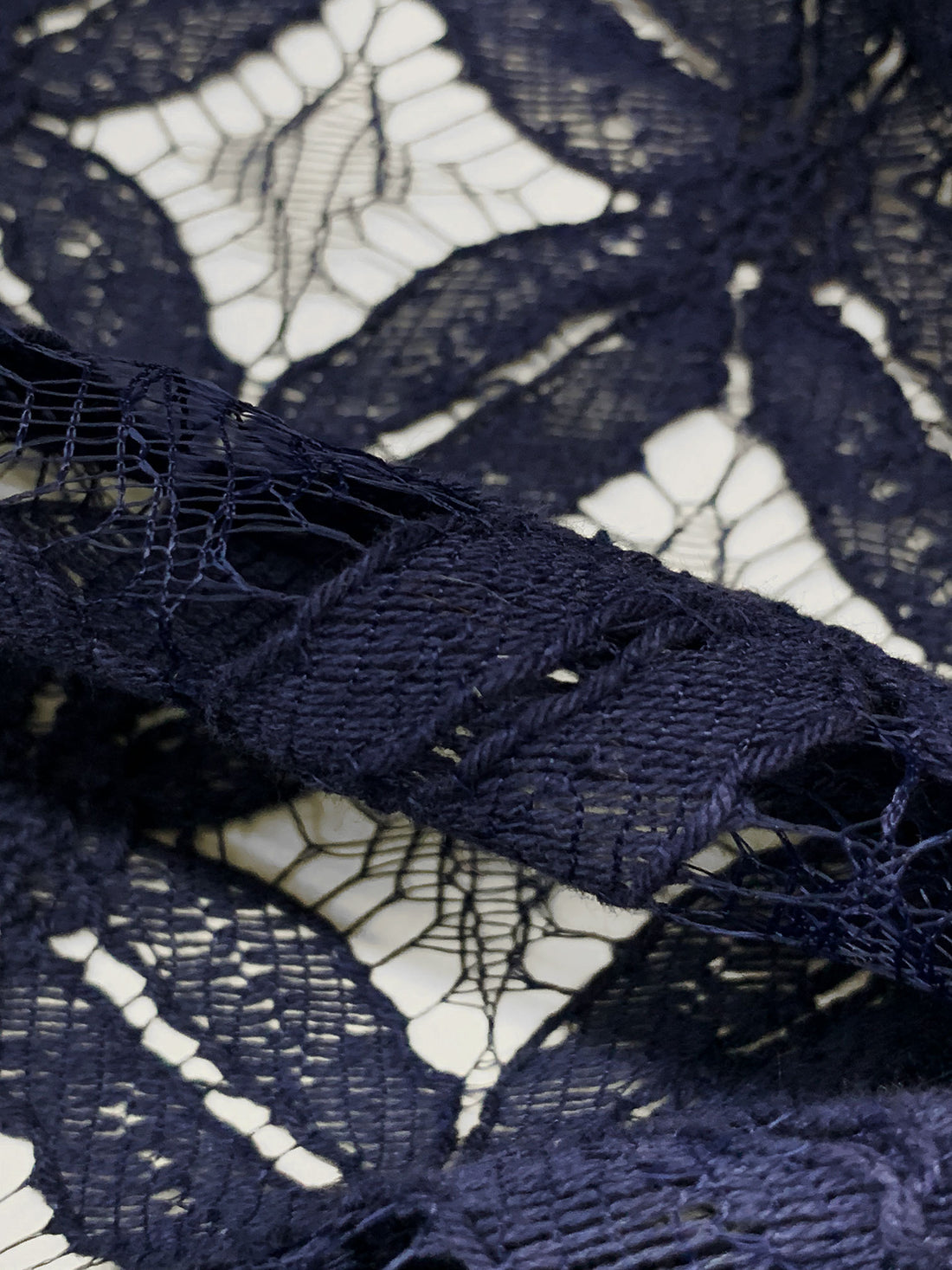 Navy Cotton/Nylon Medallion Weave Lace - Famous Dress Designer - 48W