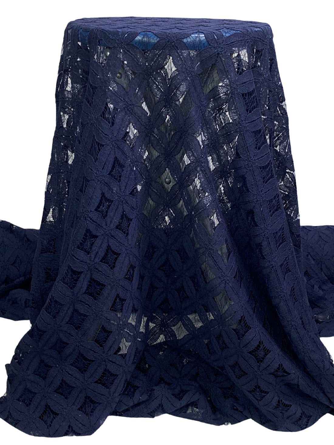 Navy Cotton/Nylon Medallion Weave Lace - Famous Dress Designer - 48W
