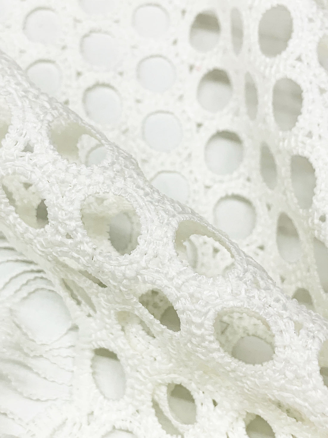 Off-White 100% Polyester Double Scalloped Border Ornate Floral Guipure Lace - Famous Dress Designer - 46W